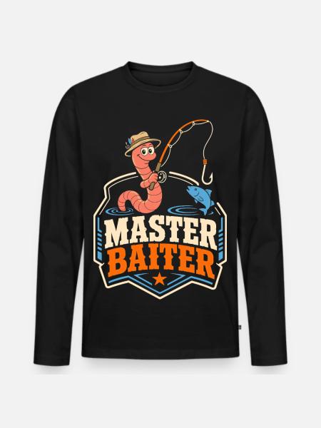 Master Baiter Angel-Wortspiel - Männer Premium Bio Langarmshirt - Schwarz