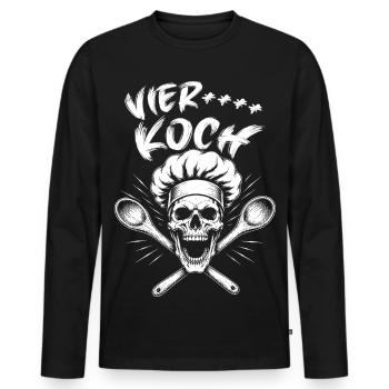 Schädelkoch Punkgrafik - Männer Premium Bio Langarmshirt - Schwarz - Vorne - Nico (187cm)