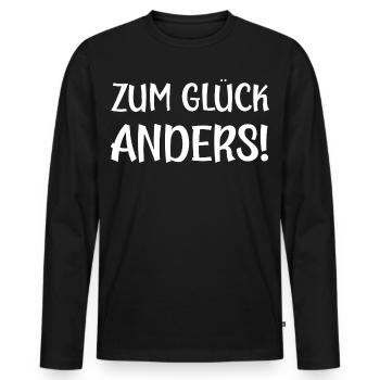 Zum Glück anders lustige Sprüche - Männer Premium Bio Langarmshirt - Schwarz - Vorne - Nico (187cm)