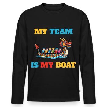 Mon équipe est mon bateau - T-shirt manches longues Premium bio Homme - noir - Devant - Nico (187cm)