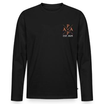 Lustiger Papa Est 2025 Papa Seit 2025 Papa 2025 - Männer Premium Bio Langarmshirt - Schwarz - Vorne - Nico (187cm)