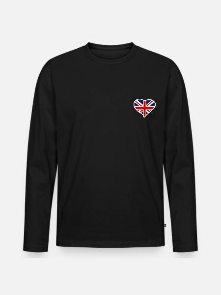 Union Jack - Men's Premium Organic Long Sleeve Shirt - black