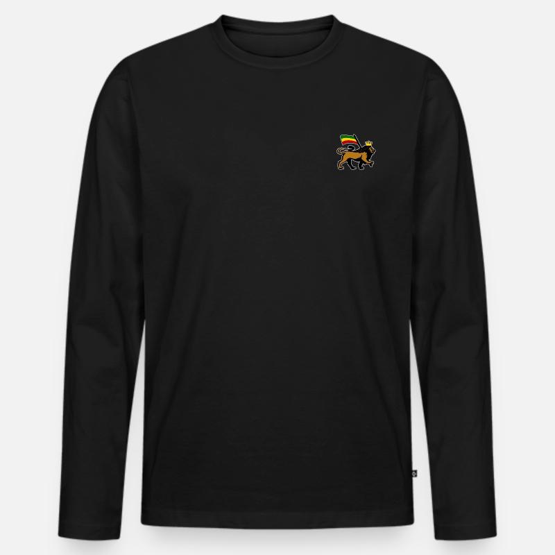 Lion Reggae - Männer Premium Bio Langarmshirt - Schwarz