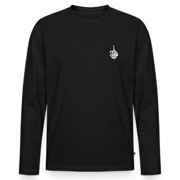 Idée cadeau de doigt de main squelette - T-shirt manches longues Premium bio Homme - noir - Devant - Nico (187cm)