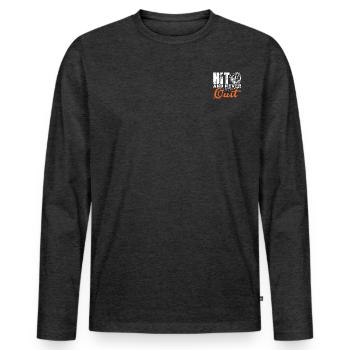 hit and never quit - Männer Premium Bio Langarmshirt - Anthrazit meliert - Vorne - Nico (187cm)