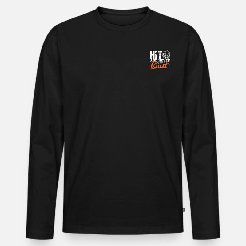 hit and never quit - Männer Premium Bio Langarmshirt - Schwarz