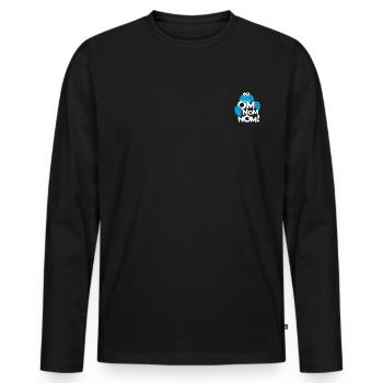 Sesamstraße Krümelmonster Om Nom Nom Klein - Männer Premium Bio Langarmshirt - Schwarz - Vorne - Nico (187cm)