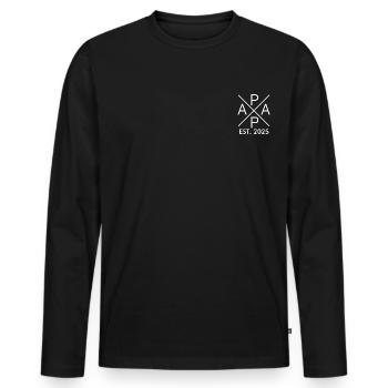 Papa 2025 Vater 2025 Papa seit 2025 Papa est. 2025 - Männer Premium Bio Langarmshirt - Schwarz - Vorne - Nico (187cm)