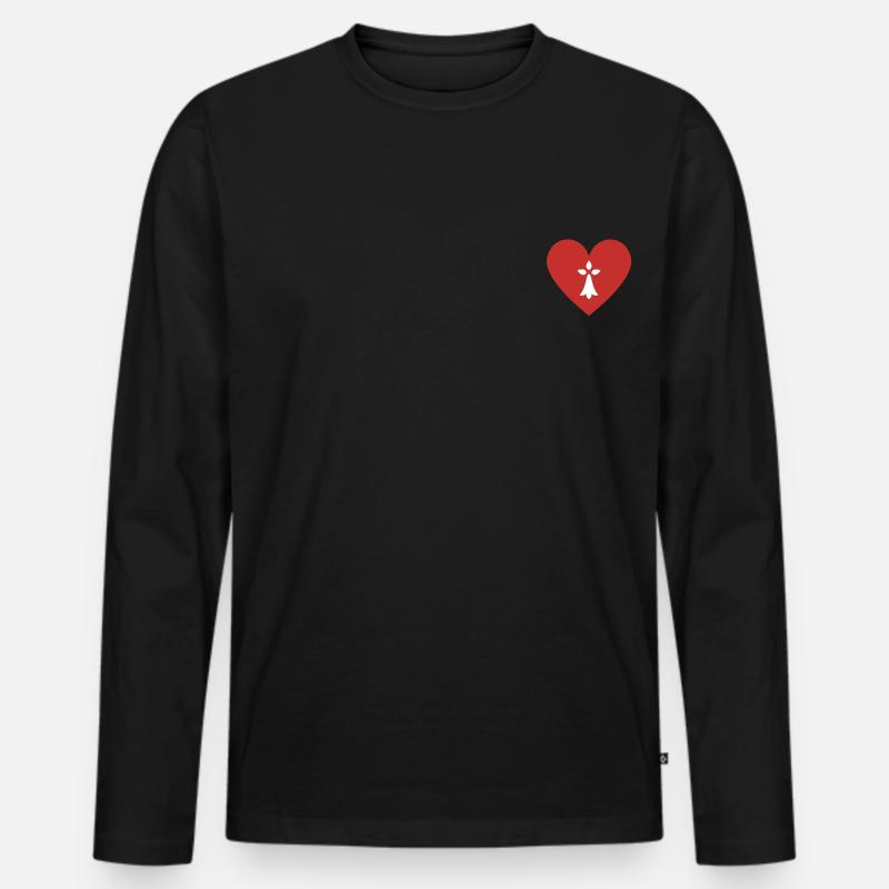 Kleines rotes Herz Hermelin weiß - Brittany BZH - Männer Premium Bio Langarmshirt - Schwarz