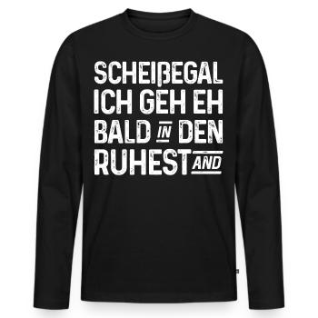 Scheißegal Ich geh eh bald in den Ruhestand - Männer Premium Bio Langarmshirt - Schwarz - Vorne - Nico (187cm)