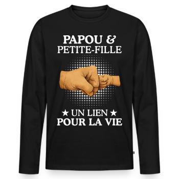 Papou et Petite-Fille un lien pour la vie cadeau - T-shirt manches longues Premium bio Homme - noir - Devant - Nico (187cm)