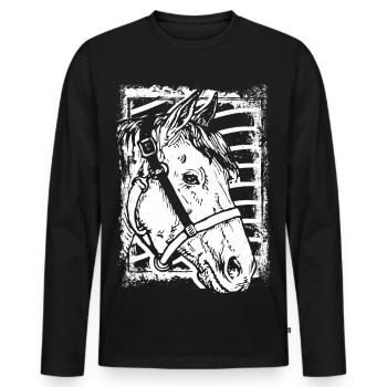 Riding - Rider - Horse - Horsehead - Men's Premium Organic Long Sleeve Shirt - black - Front - Nico (187cm)