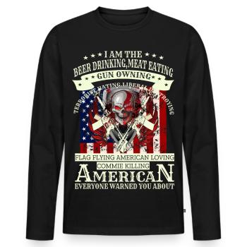 Army skull - Men's Premium Organic Long Sleeve Shirt - black - Front - Nico (187cm)