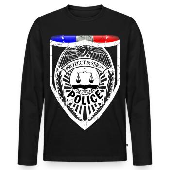 policeman - Men's Premium Organic Long Sleeve Shirt - black - Front - Nico (187cm)