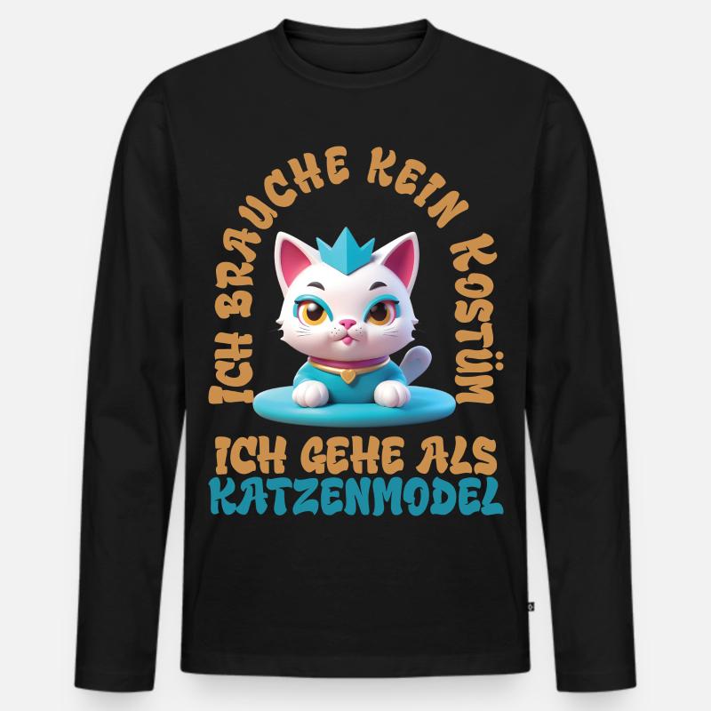 Katzenmodel - Karneval - Männer Premium Bio Langarmshirt - Schwarz