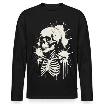 Skull Skeleton Skull & Painting - Men's Premium Organic Long Sleeve Shirt - black - Front - Nico (187cm)