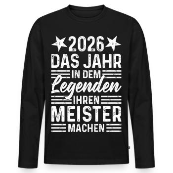 2026 The Year Legends Make Their Master - Men's Premium Organic Long Sleeve Shirt - black - Front - Nico (187cm)