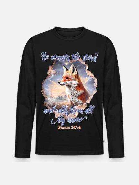 Fox Bible Verse Christian - Men's Premium Organic Long Sleeve Shirt - black