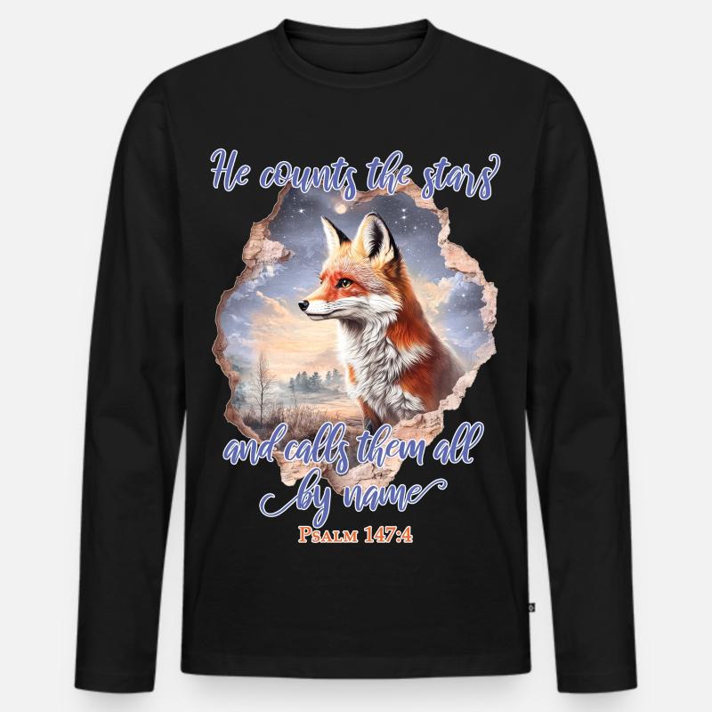 Fuchs Bibelvers Christlich - Männer Premium Bio Langarmshirt - Schwarz