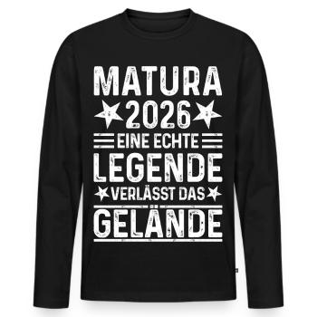 Matura 2026 Une légende quitte le site - T-shirt manches longues Premium bio Homme - noir - Devant - Nico (187cm)