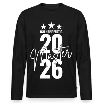 Master 2026 I have finished - Men's Premium Organic Long Sleeve Shirt - black - Front - Nico (187cm)