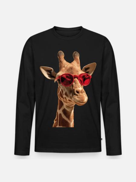 Giraffe Sunglasses - Men's Premium Organic Long Sleeve Shirt - black