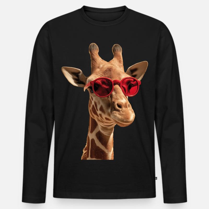 Giraffe Sonnenbrille - Männer Premium Bio Langarmshirt - Schwarz