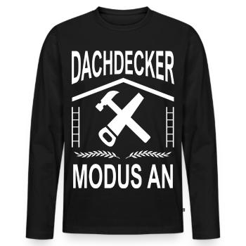Dachdecker Modus AN - Männer Premium Bio Langarmshirt - Schwarz - Vorne - Nico (187cm)