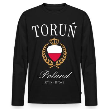 Toruń Polen Wappen Krone – Reise Souvenir - Männer Premium Bio Langarmshirt - Schwarz - Vorne - Nico (187cm)
