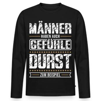 Männer haben auch Gefühle – Lustiger Humor Spruch  - Männer Premium Bio Langarmshirt - Schwarz - Vorne - Nico (187cm)