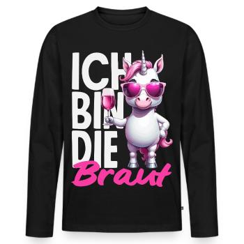 Ich Bin Die Braut Jga Einhorn Brautparty Wein - Männer Premium Bio Langarmshirt - Schwarz - Vorne - Nico (187cm)