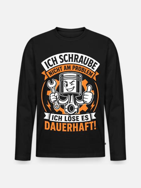Ich schraube nicht am Problem - Männer Premium Bio Langarmshirt - Schwarz