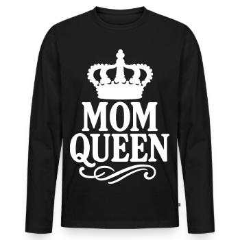 Mom Queen – Vintage Crown Statement Design - T-shirt manches longues Premium bio Homme - noir - Devant - Nico (187cm)
