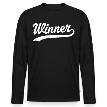 Gewinner - Männer Premium Bio Langarmshirt - Schwarz - Vorne - Nico (187cm)