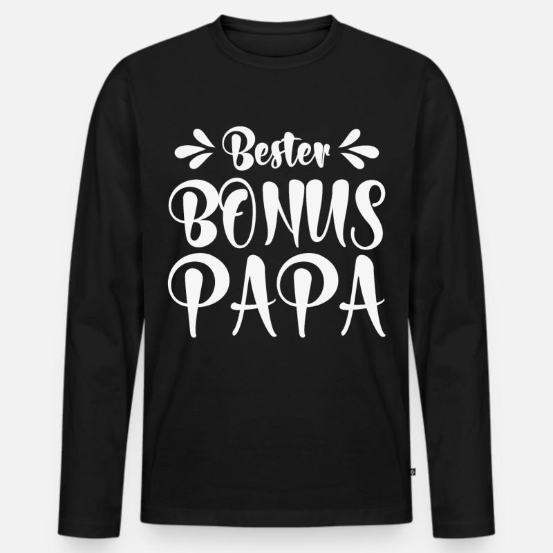 Bester Bonus Papa - Männer Premium Bio Langarmshirt - Schwarz