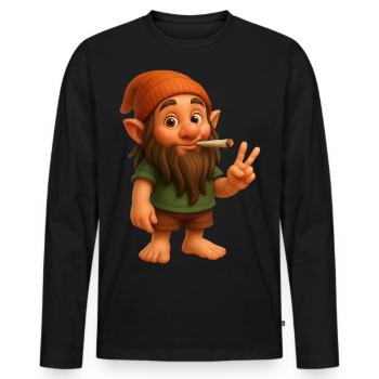 Cooler Kifferzwerg - Cannabis - Marijuana - Weed - Männer Premium Bio Langarmshirt - Schwarz - Vorne - Nico (187cm)