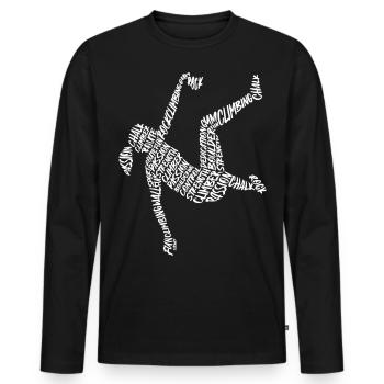 Bloc Grimpeur Typographie Fille Escalade - T-shirt manches longues Premium bio Homme - noir - Devant - Nico (187cm)