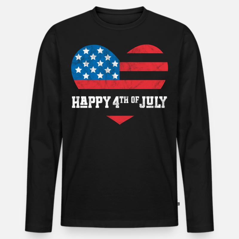 Frohen 4. Juli - Männer Premium Bio Langarmshirt - Schwarz
