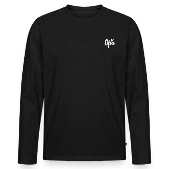 OPA - Männer Premium Bio Langarmshirt - Schwarz - Vorne - Nico (187cm)