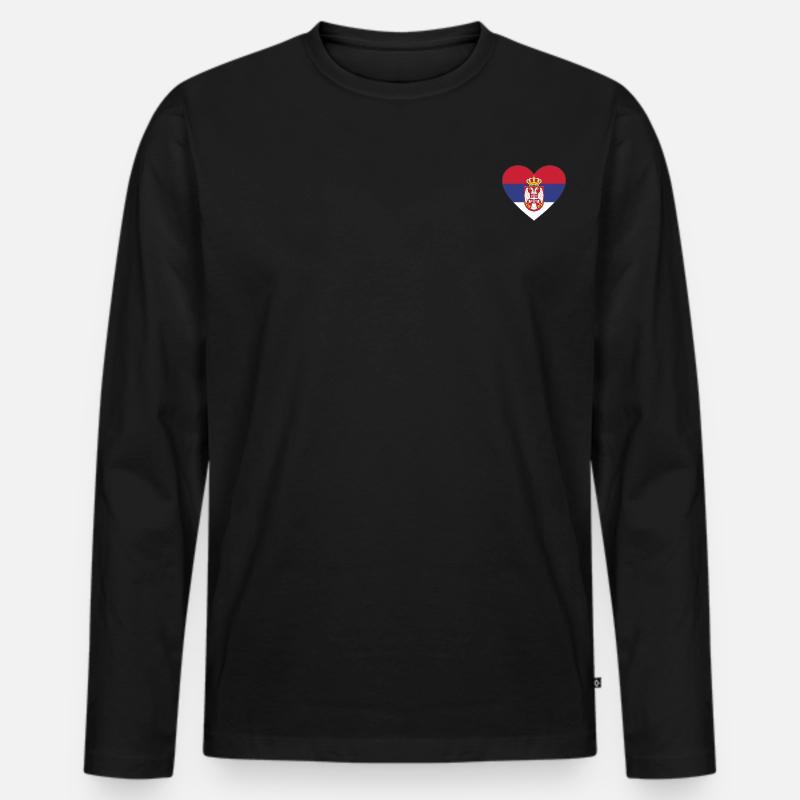 Serbien Flagge Herz - Männer Premium Bio Langarmshirt - Schwarz