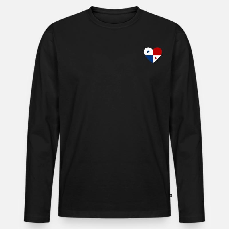 Panama Flagge Herz - Männer Premium Bio Langarmshirt - Schwarz