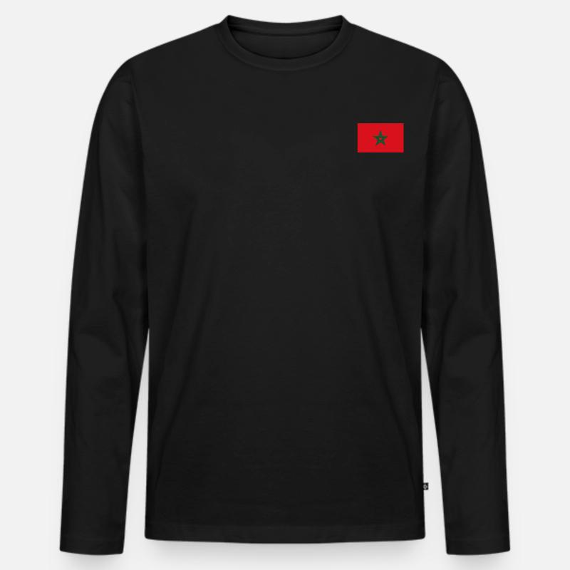 Marokko Flagge - Männer Premium Bio Langarmshirt - Schwarz