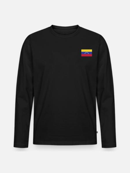 Flaga Venezuella - Ekologiczna męska koszulka z długim rękawem Premium - czarny