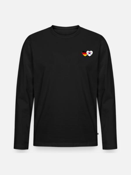 Het Hart van de de Vlag van Zuid-Korea van Duitsland - Mannen Premium Bio shirt met lange mouwen - zwart