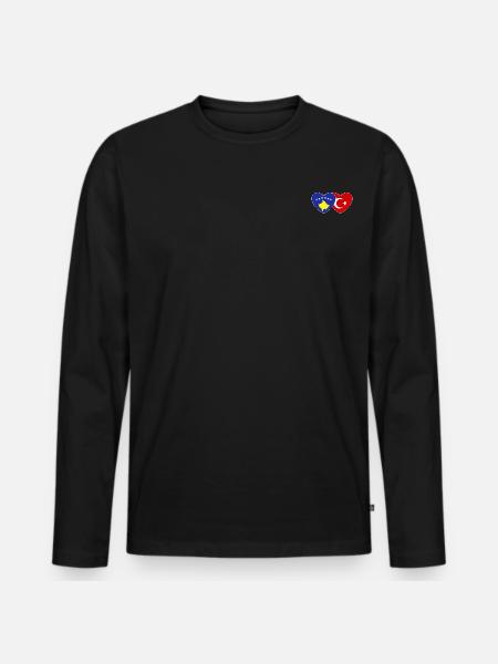 Kosovo Turkey Flag Heart - Men's Premium Organic Long Sleeve Shirt - black