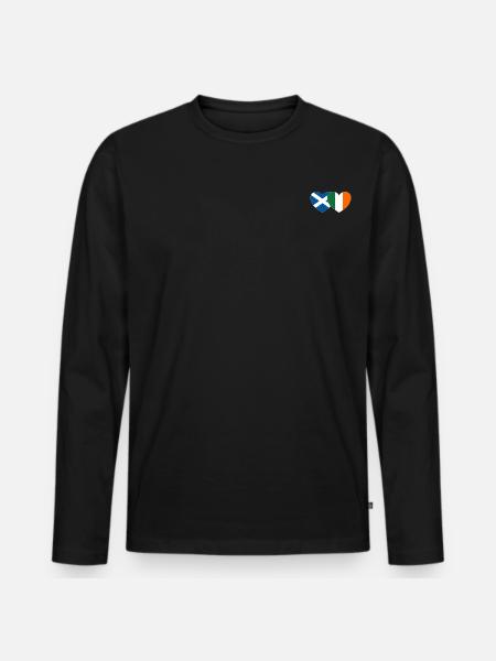 Scotland Ireland Flag Heart - Men's Premium Organic Long Sleeve Shirt - black