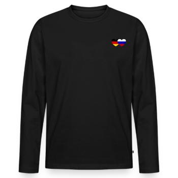 Deutschland Russland Flagge Herz - Männer Premium Bio Langarmshirt - Schwarz - Vorne - Nico (187cm)