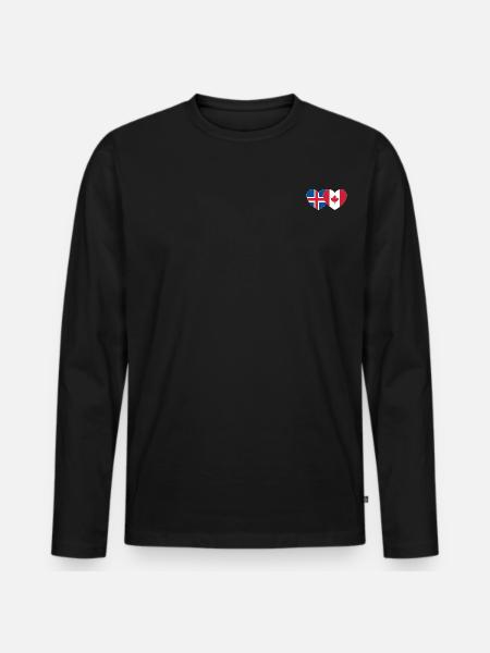 Iceland Canada Flag Heart - Men's Premium Organic Long Sleeve Shirt - black