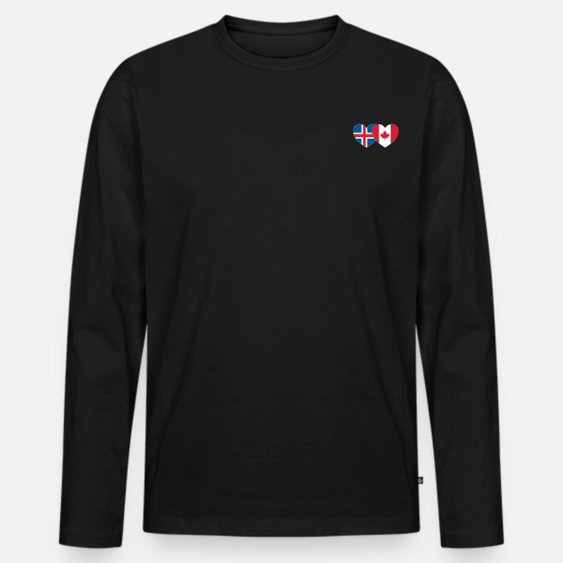 Island Kanada Flagge Herz - Männer Premium Bio Langarmshirt - Schwarz