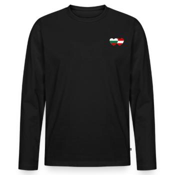 Bulgaria Austria Flag Heart - Men's Premium Organic Long Sleeve Shirt - black - Front - Nico (187cm)